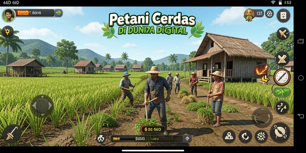 Tampilan gameplay 66D yang menarik saat bercocok tanam di ladang.