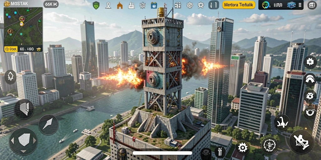 Screenshot gameplay 66K menampilkan strategi Tower Defense yang mendebarkan.