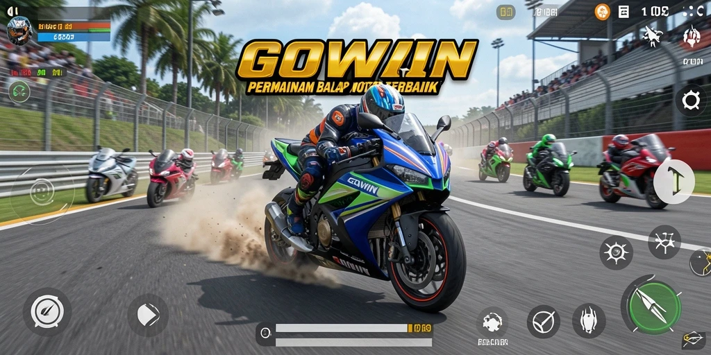 Gameplay GOWIN yang mendebarkan dengan balapan motor seru.