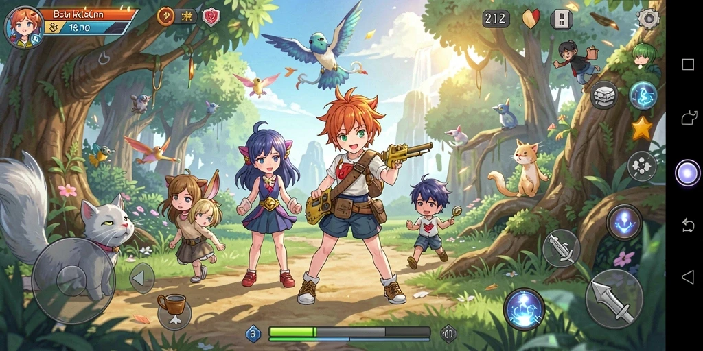 Tampilan gameplay KAGANDAN yang penuh aksi dan karakter anime.