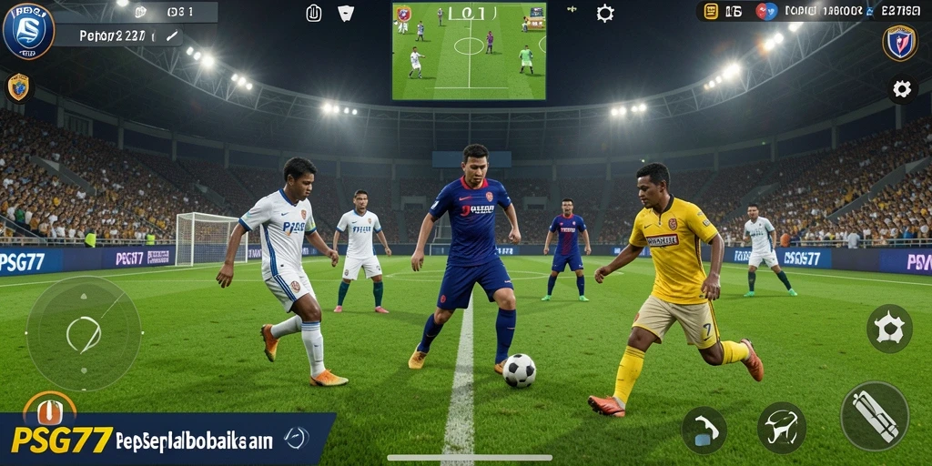Tampilan menarik dari gameplay sepak bola di PSG77 yang seru.