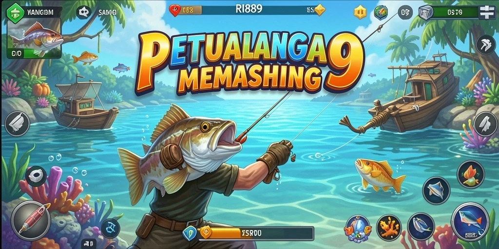 Screenshot gameplay RI889 yang menampilkan aksi memancing yang seru.