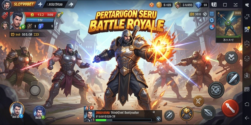 Gameplay SLOT99BET memperlihatkan aksi seru di arena Battle Royale.