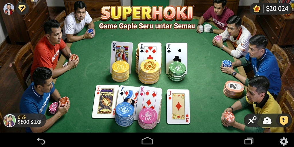 Tangkapan layar SUPERHOKI menampilkan gameplay Gaple yang mengasyikkan dan dinamis.