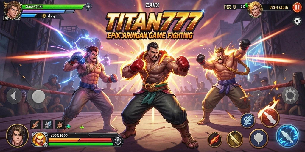 Screenshot gameplay TITAN777 menampilkan aksi pertarungan yang seru.