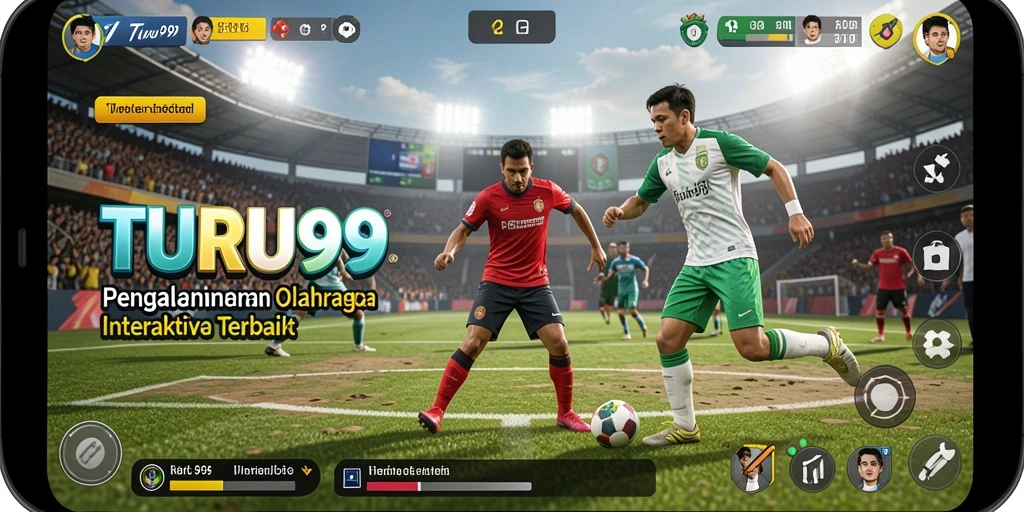 Tampilan gameplay menegangkan dalam TURU99 saat bertanding olahraga seru.