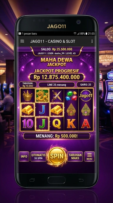 Tampilan antarmuka utama aplikasi jago11 yang menarik.